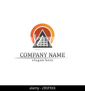 triangle pyramid logo design and vector symbol egyptian and logo business Stock Vector