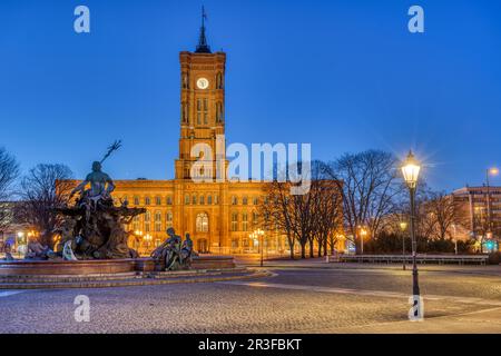 The famous Rotes Rathaus in Berlin at twilight Stock Photo
