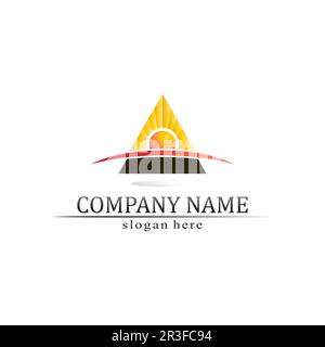 triangle pyramid logo design and vector symbol egyptian and logo business Stock Vector