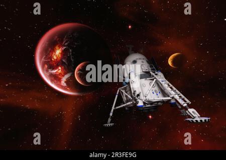 Artistic 3D  illustration of a science fiction scene Stock Photo