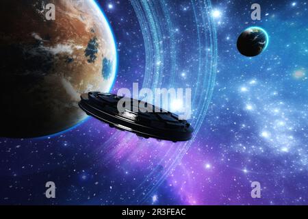 Artistic 3D  illustration of a science fiction scene Stock Photo