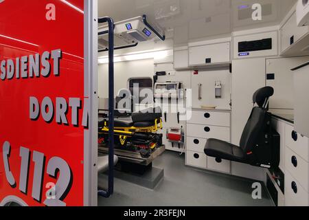 View into an ambulance, DASA working world exhibition, Dortmund, Ruhr area, Germany, Europe Stock Photo
