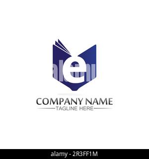 school logo and education, vector, illustration and book logo for study web, pen, workshop and learn Stock Vector