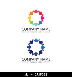 People Icon and star logo  work group Vector illustration design Stock Vector