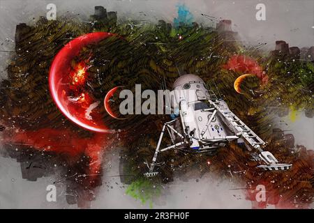 Artistic 3D  illustration of a science fiction scene Stock Photo