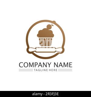 Cakes and Bakery icon logo design food vector bread vector, and symbol and icon food Stock Vector
