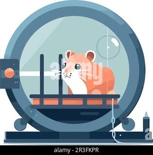 Cute cartoon hamster on wheel Stock Vector