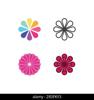 flower set vector logo and design for business design garden icon nature and beauty blossom Stock Vector