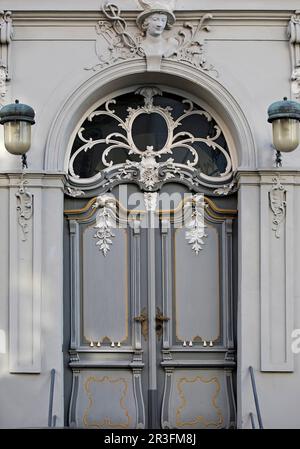 Beautiful entrance with decorative door to a house in the old town, Luebeck, Germany, Europe Stock Photo