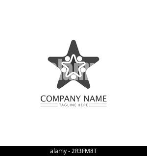 People Icon and star logo  work group Vector illustration design Stock Vector