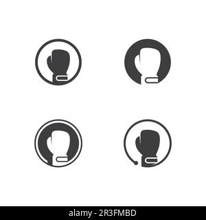 Boxing icon set and boxer design illustration symbol of fighter Stock Vector
