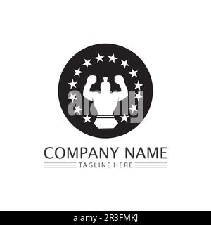 Boxing icon set and boxer design illustration symbol of fighter Stock Vector
