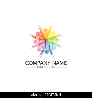 People Icon and star logo  work group Vector illustration design Stock Vector