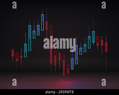 Stock market diagram as business symbol - 3D Illustration Stock Photo