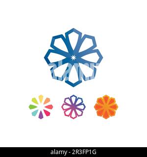 flower set vector logo and design for business design garden icon nature and beauty blossom Stock Vector