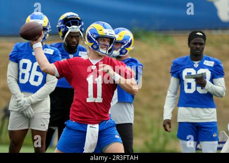 Los Angeles Rams quarterback Brett Rypien throws the ball during the first  half of an NFL football game, Saturday, Aug. 12, 2023, in Los Angeles,  Calif. (AP Photo/Ryan Sun Stock Photo - Alamy