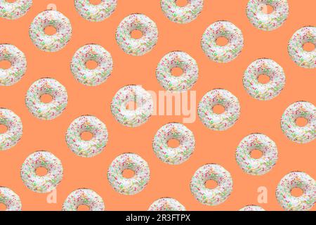 Pattern made of ring donuts Stock Photo