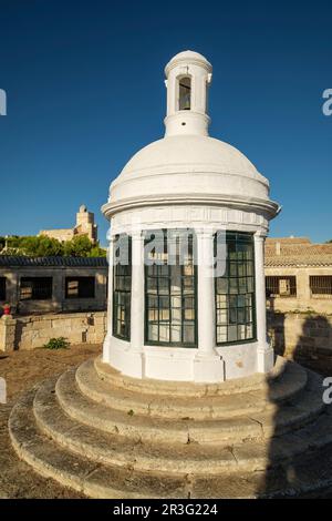 capilla de San Sebastián, isla del Lazareto, Illa del Llatzeret, interior del puerto de Mahón, Menorca, balearic islands, Spain. Stock Photo