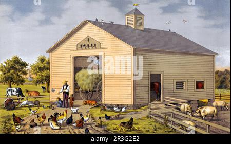 Prang's aids for object teaching, the farm yard. Stock Photo