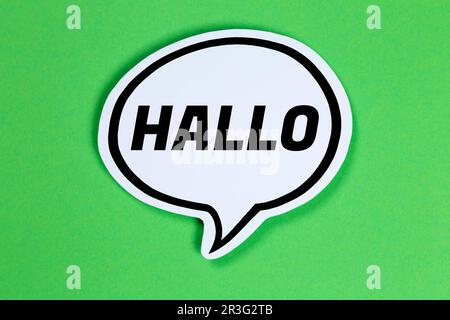 Hello in speech bubble communication concept talk Stock Photo