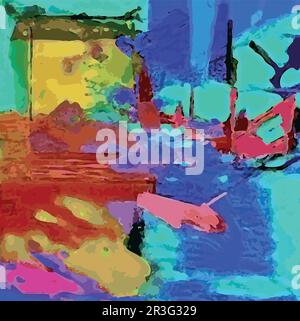 Vector Illustration Abstract Shapes Movement Geometric Fluid Design Intricate Multiple Colors Stock Vector