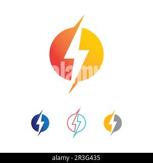 the power vector, flash ogo and thunderbolt and icon electricity illustration template design Stock Vector