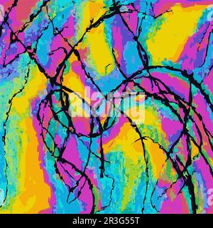 Vector Illustration Abstract Network Design Intricate Splash Multiple Rainbow Colors Modern Painting Stock Vector
