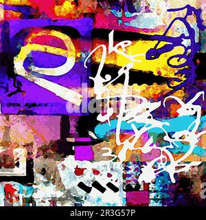 Vector Illustration Abstract Network Design Intricate Collage Splash Multiple Colors Modern Painting Stock Vector