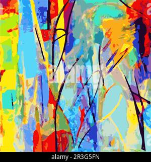 Vector Illustration Abstract Network Design Intricate Splash Multiple Rainbow Colors Modern Painting Stock Vector
