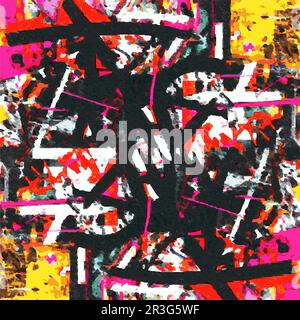 Vector Illustration Abstract Network Design Intricate Collage Splash Multiple Colors Modern Painting Stock Vector