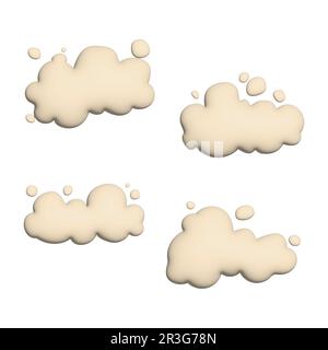 Set of 4 pcs 3D clouds on a white background Stock Photo