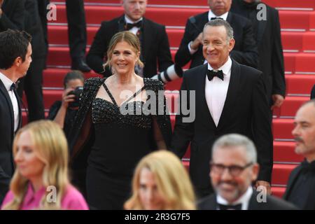 Cannes, France. 23rd May, 2023. Rita Wilson and Tom Hanks - Asteroid City Red Carpet - The 76th Annual Cannes Film Festival CANNES, FRANCE on May 23, 2023. (Photo by Lionel Urman/Sipa USA) Credit: Sipa USA/Alamy Live News Stock Photo