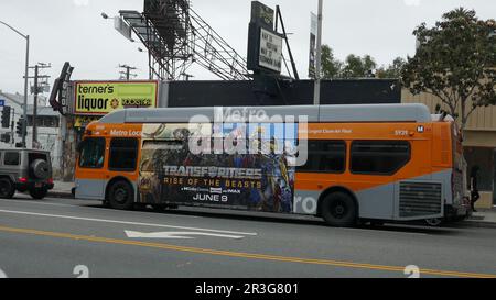 Los Angeles, California, USA 23rd May 2023 Transformers Rise of the Beasts Bus on May 23, 2023 in Los Angeles, California, USA. Photo by Barry King/Alamy Stock Photo Stock Photo