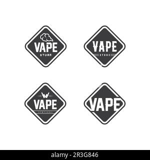 vape and vapor logo icon smoke vector and set design for vapers vaping device and lifestyle modern smoking Stock Vector