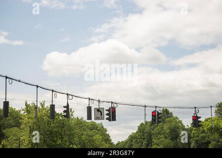 Street lights in the road Stock Photo