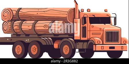 timber lorry carrying wooden logs Stock Vector