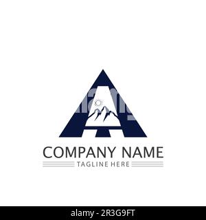 Mountain icon Logo and iceberg Template Vector illustration design Stock Vector