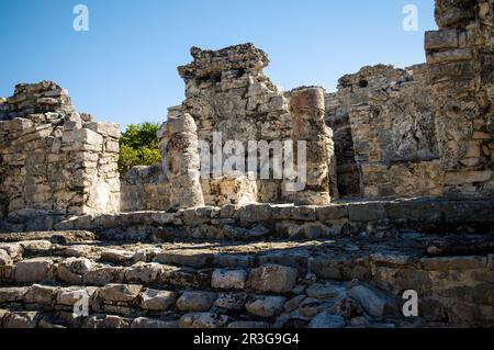 The Preserved Ruins of Tulum is on the Caribbean coastline of Mexico's Yucatan Peninsula Stock Photo