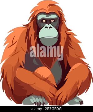 Large orangutan sitting icon isolated Stock Vector