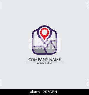 Location icon,Map logo for map, google map, sign, route, position, symbol and vector logo Stock Vector