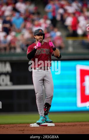 Arizona Diamondbacks' Evan Longoria plays during a baseball game,  Wednesday, May 24, 2023, in Philadelphia. (AP Photo/Matt Slocum Stock Photo  - Alamy
