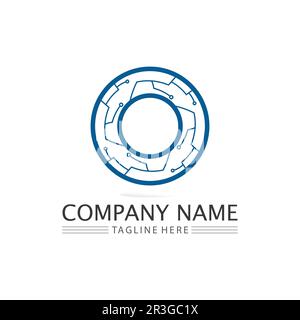 O logo Business Technology circle logo and symbols Vector Design Graphic Stock Vector