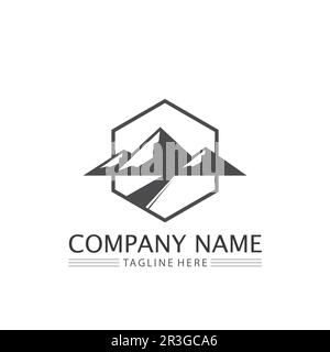 Mountain icon Logo and iceberg Template Vector illustration design Stock Vector