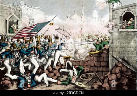 The Americans forcing their way to the main plaza during the Battle of Monterrey, Mexico, 1846. Stock Photo