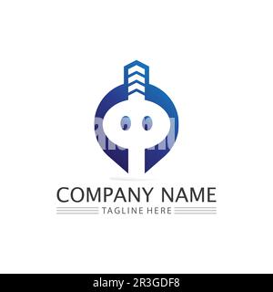 O logo Business Technology circle logo and symbols Vector Design Graphic Stock Vector