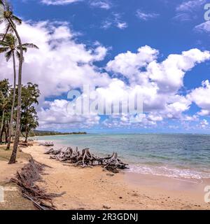 Ocean beach and pscenic views at Kualoa, Oahu, Hawaii Stock Photo