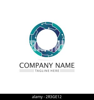 O logo Business Technology circle logo and symbols Vector Design Graphic Stock Vector