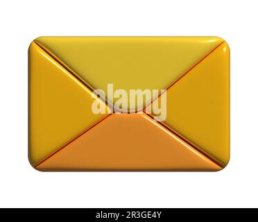 Orange voluminous envelope letter message - 3d illustration Stock Photo