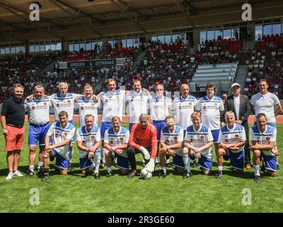 Former national team of the GDR before football celebrity game on 03.07.2022 Steigerwaldstadion Erfurt Stock Photo