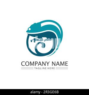 lizard and animal vector  salamander gecko crocodile and reptiles design logo illustration Stock Vector
